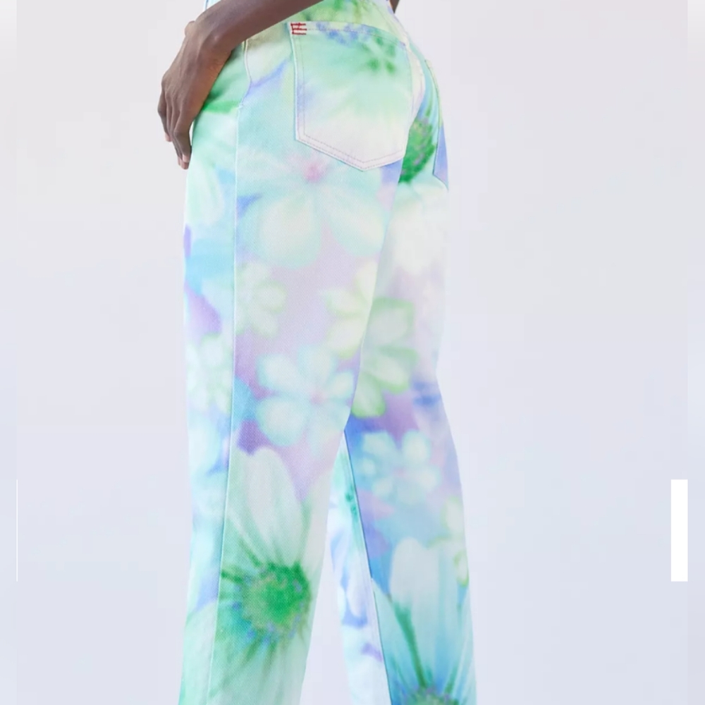 BDG High Waisted Cowboy Jeans - Floral Multi Tie Dye Design - Picture 5 of 8